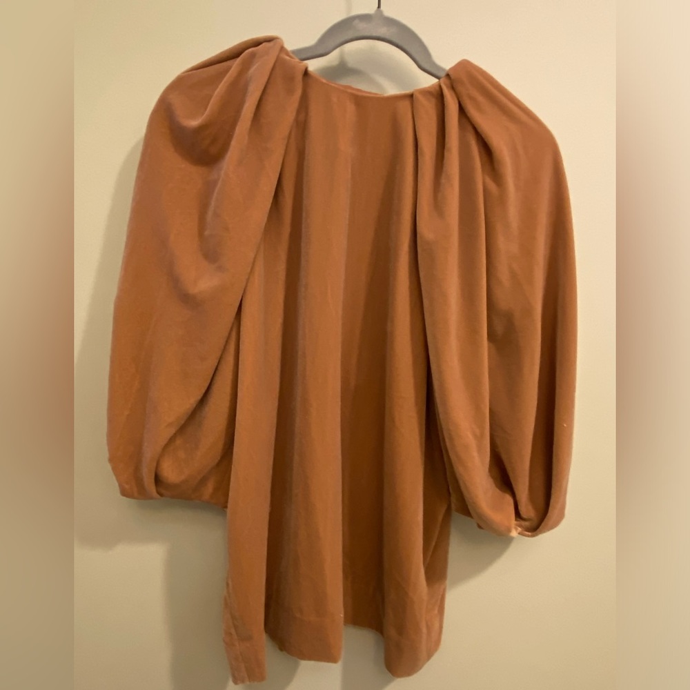 Velvet Zip Back Puff Sleeve Top